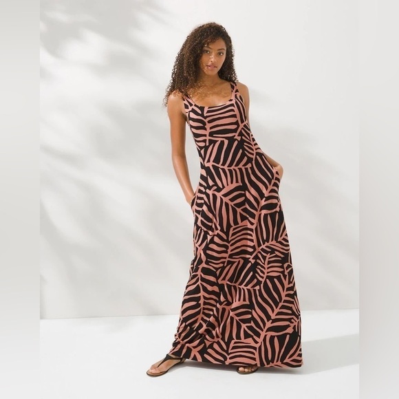 Soma Square Neck Maxi Dress With Built-In Bra / Zebra Palm SzM - Picture 1 of 11